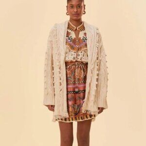 Farm Rio Khaki Braided Knit Cardigan